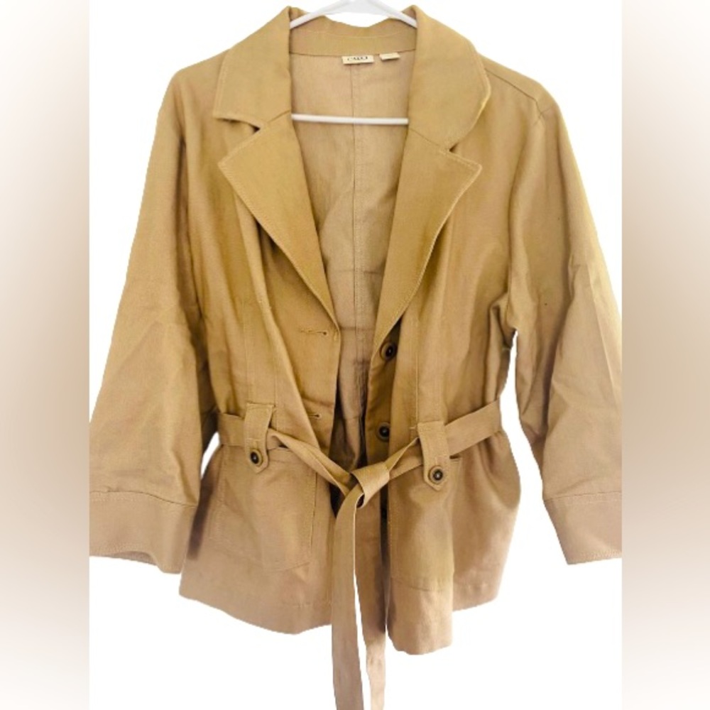 CATO women’s size XL khaki chelsea blazer jacket | button - tie up collared